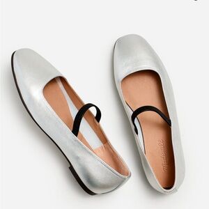 Madewell new in box Greta ballet flats metallic silver 10